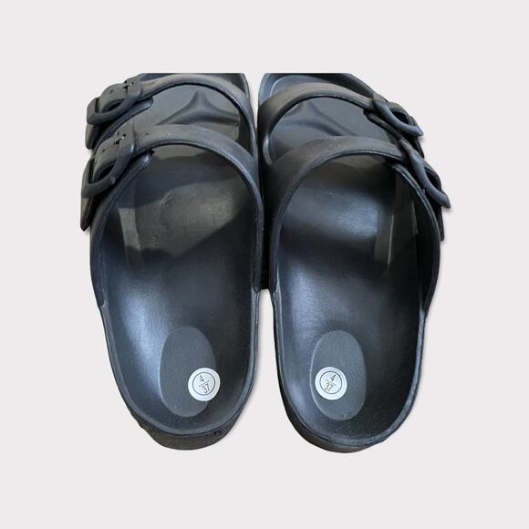 Truffle Collection "Black Eva" Rubber Open Toe Sandals Slides Women Size 6.5 -37 - Picture 3 of 7